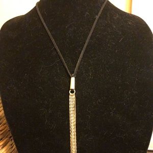 Long black and gold tassel necklace